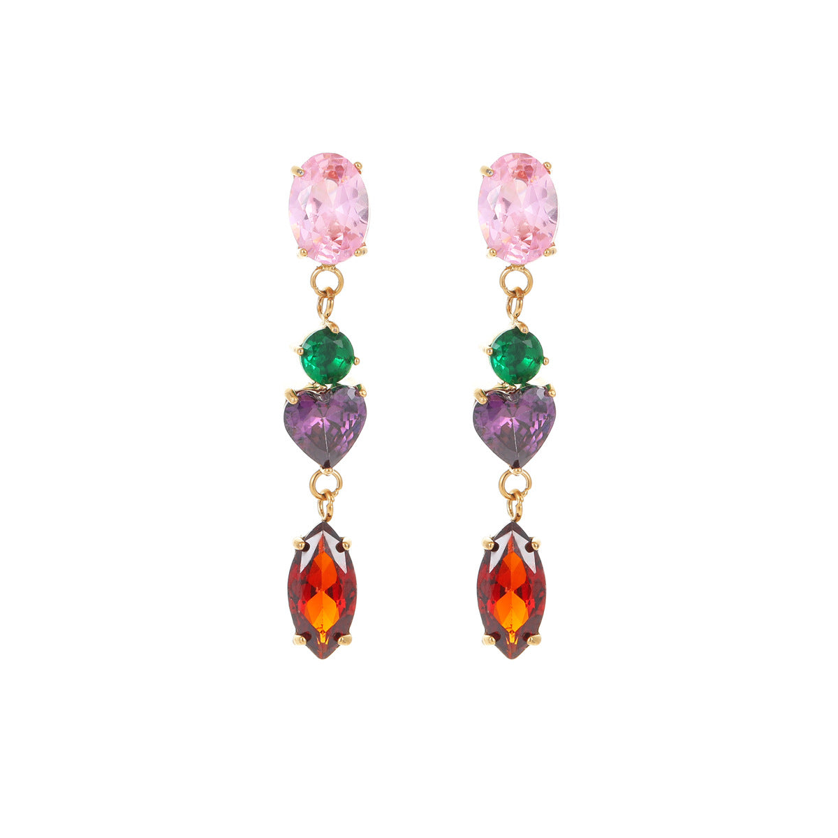 Minimalist Geometric Stainless Steel Earrings with Zircon Inlay for Women