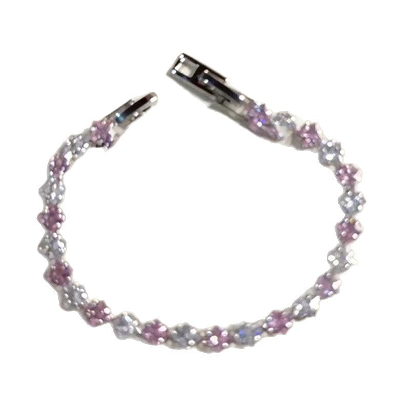 Bracciale da donna minimalista ed elegante in rame, con zirconi, design geometrico e stile lussuoso