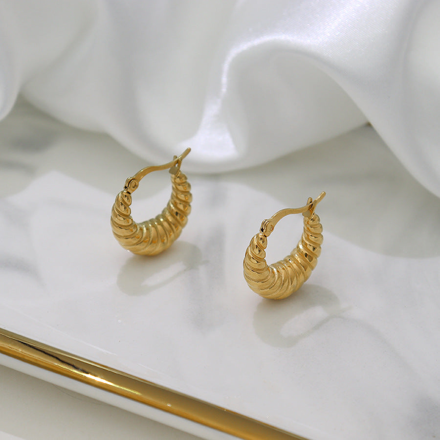 Orecchini a cerchio geometrici minimalisti in acciaio inossidabile da donna placcati oro 18 carati