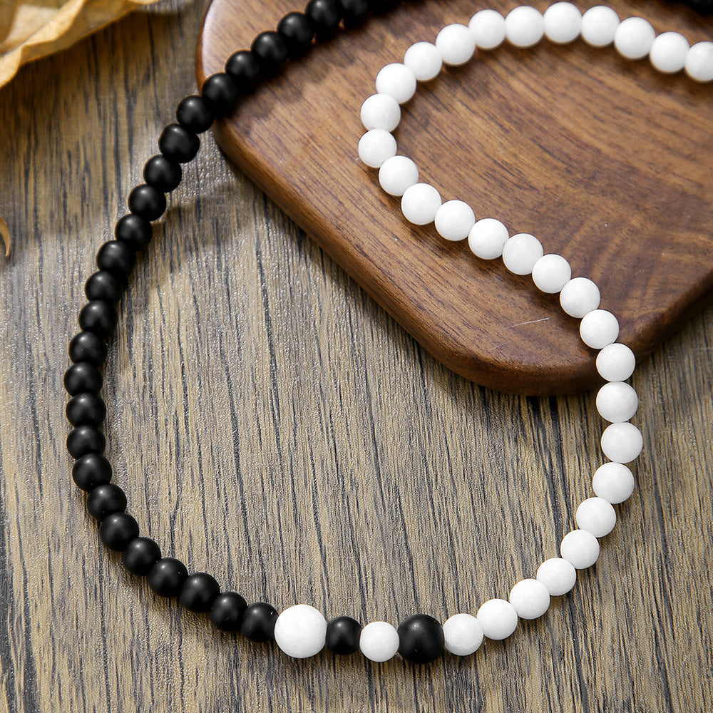 Geometric Round Stainless Steel Acrylic Agate Glass Ball Chain Necklace Unisex