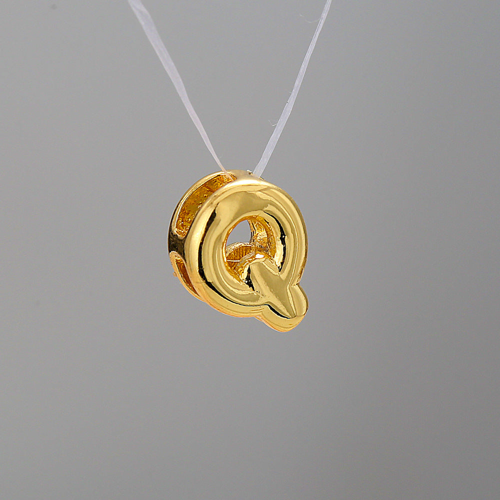 Gold Plated Brass Letter Pendant Stainless Steel Box Chain Necklace Charm Bar