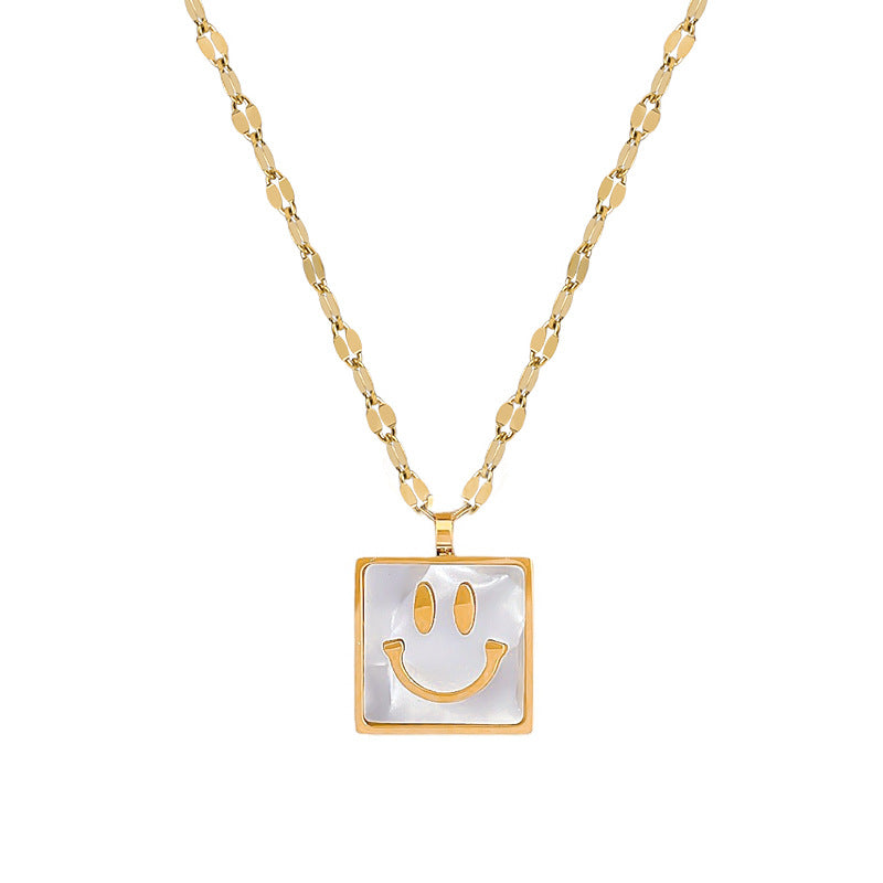Minimalist Geometric Titanium Steel Plated Necklace for Women and Men with Square Pendant and Clavicle Chain Design