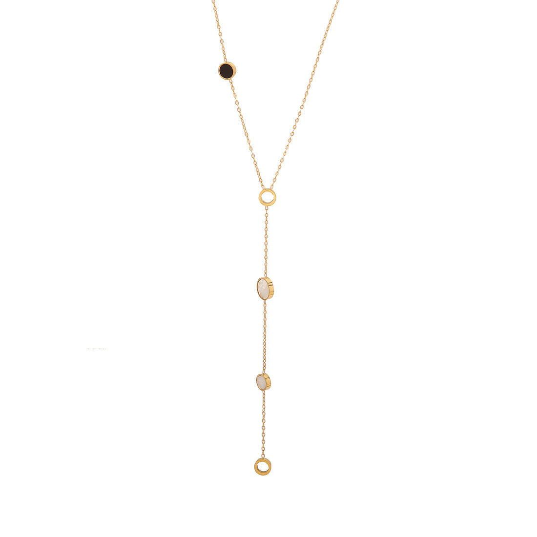 Minimalist Heart and Star Pendant Necklace in Stainless Steel with Plated Finish Y-Shape Design for Women