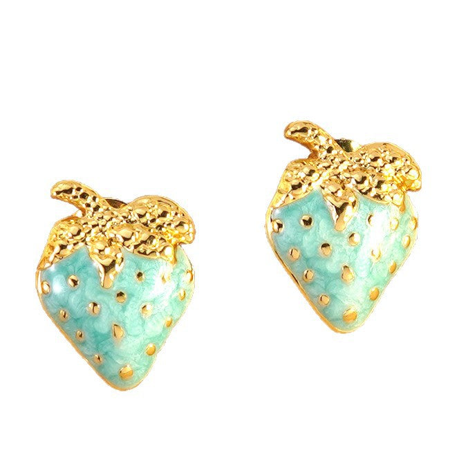 Sweet Drip Oil Stainless Steel Strawberry Earrings