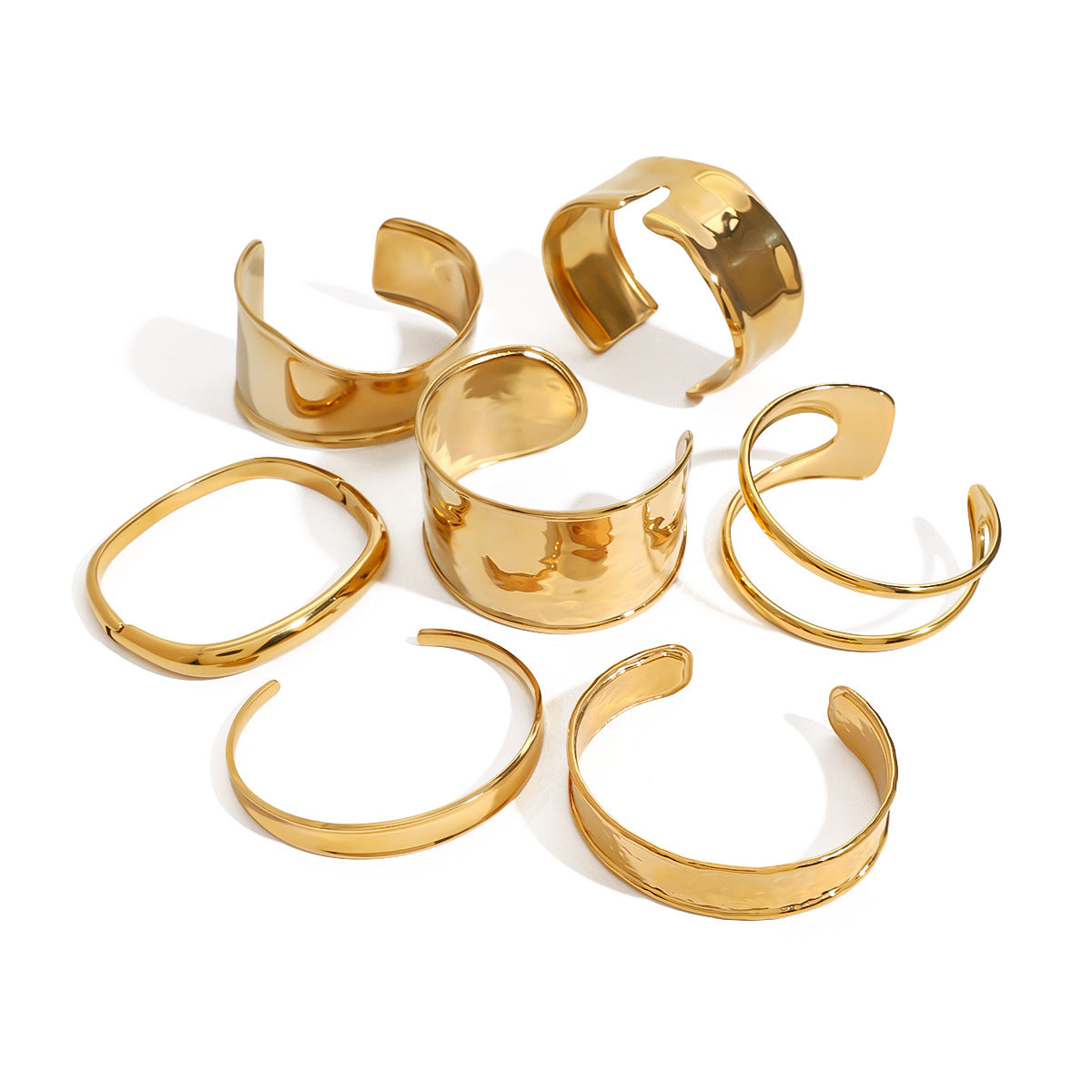 Gold Plated Geometric Stainless Steel Open Cuff Bracelet