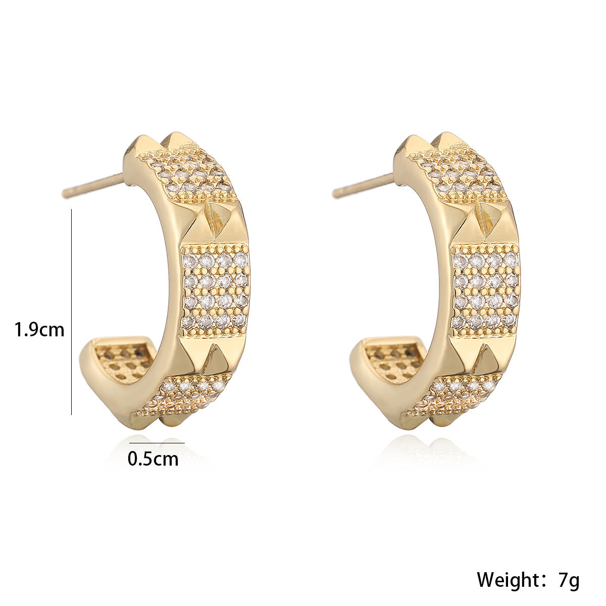 Minimalist Elegant Geometric Brass Gold Plated Cubic Zirconia Earrings for Women