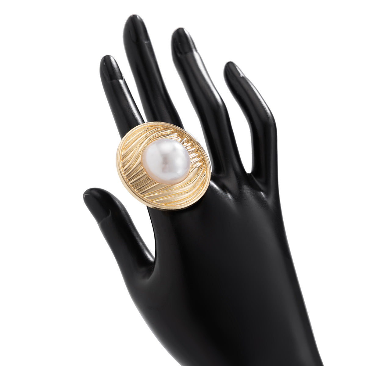 Anello in lega placcato ondulato, geometrico irregolare, vuoto, elegante e casual da donna