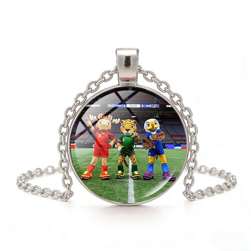 Collana unisex in lega placcata con pendente rotondo casual con cristalli geometrici
