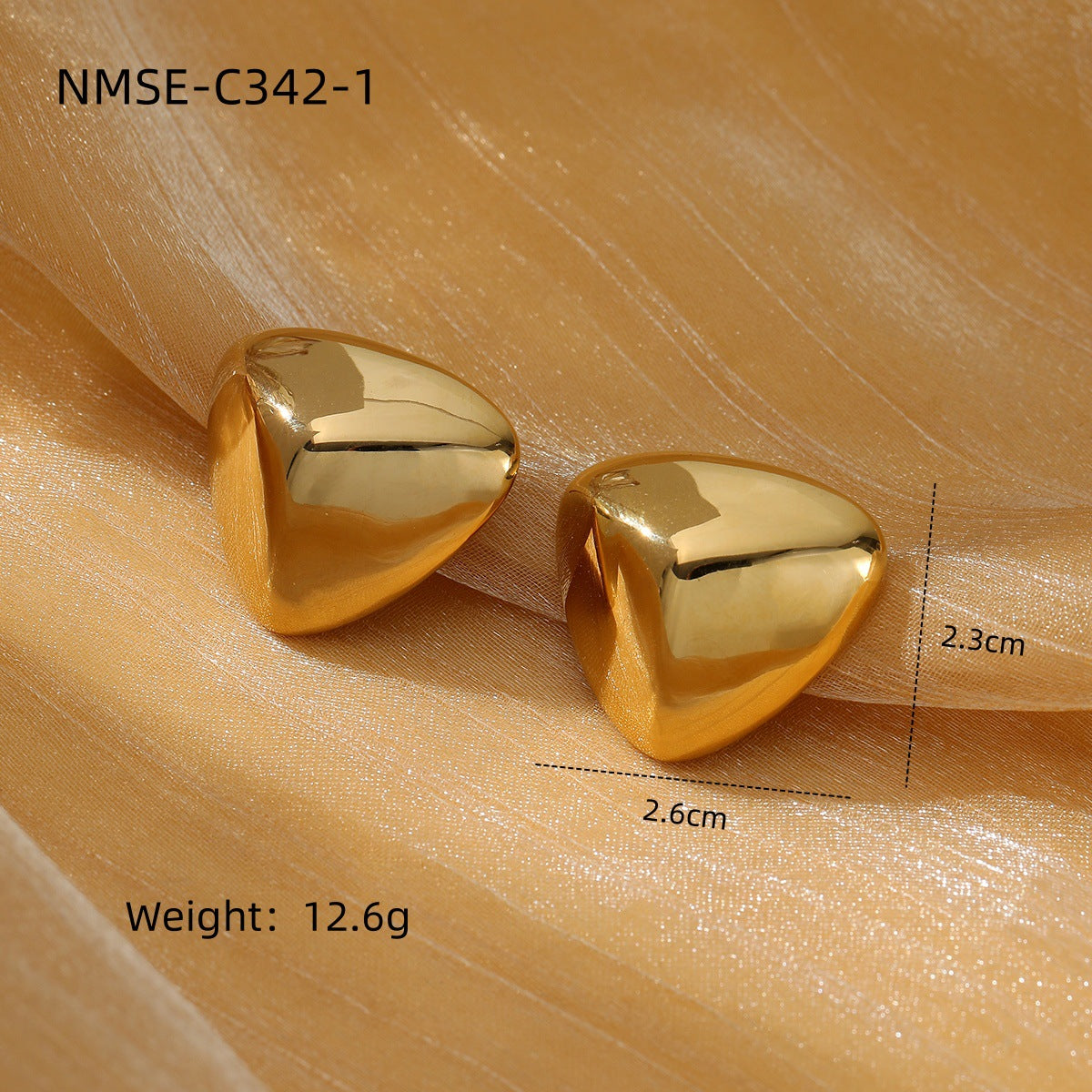 Orecchini minimalisti in acciaio al titanio a forma di cuore con placcatura in oro 18 carati da donna