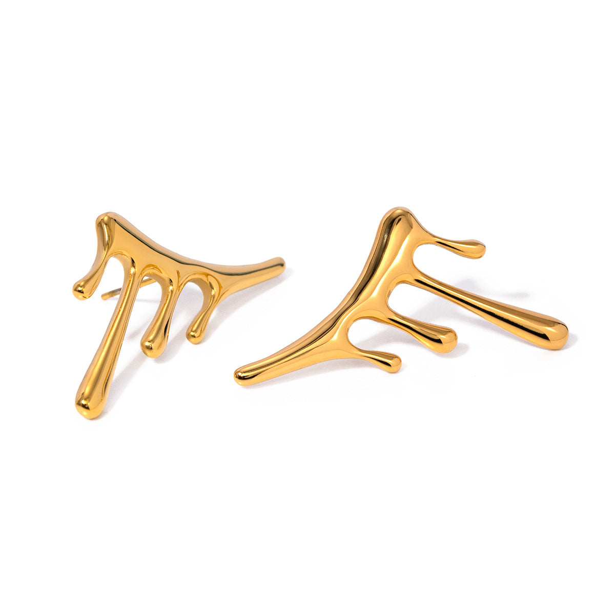 Geometric Plated Stainless Steel Titanium Stud Earrings for Women