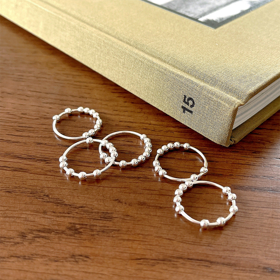 Minimalist Sweet 925 Sterling Silver Round Geometric Ring for Women