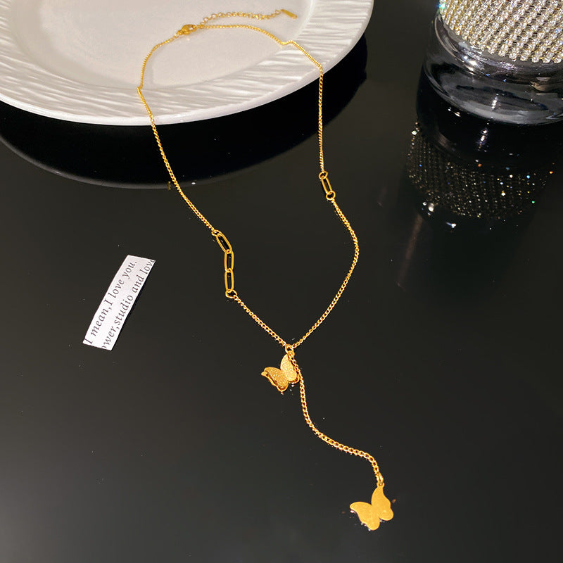 Minimalist Elegant Geometric Titanium Steel Plated Necklace for Women