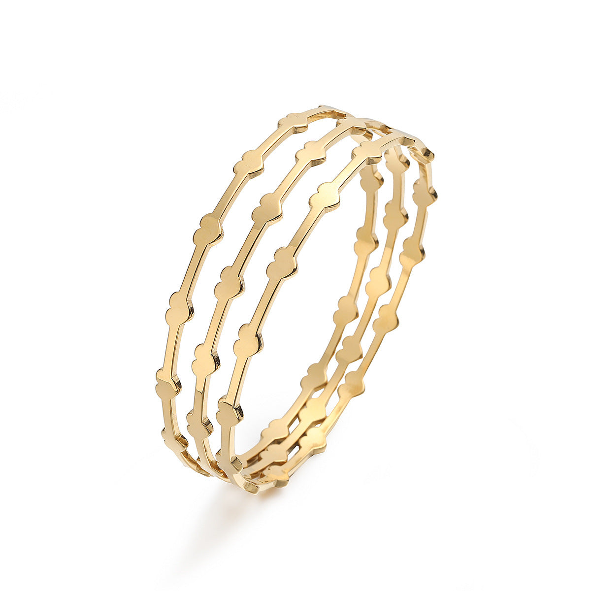 Minimalist 18K Gold Plated Heart Stainless Steel Bracelet for Women