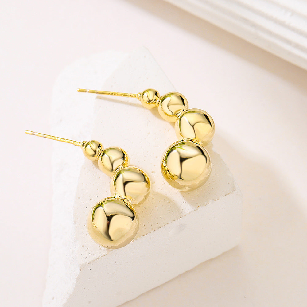 Minimalist Geometric Gold Plated Brass Earrings with 925 Sterling Silver Posts for Women