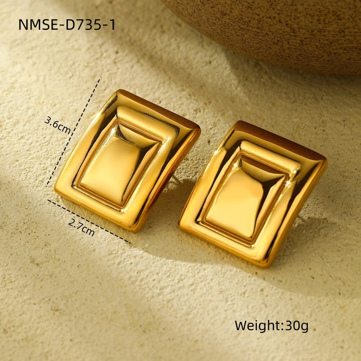 Pendientes Minimalistas Cuadrados de Acero Titanio con Acabado Galvanizado para Mujer, a la Moda, para la Oficina, Hipoalergénicos de Acero Inoxidable