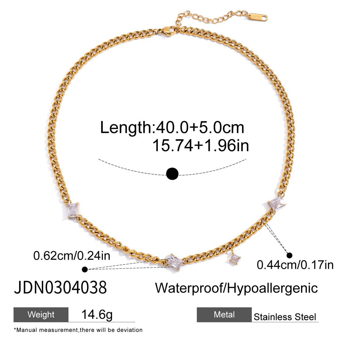 Collana con pendente geometrico minimalista in acciaio al titanio con intarsio di strass, catena a clavicola in acciaio inossidabile placcato da donna
