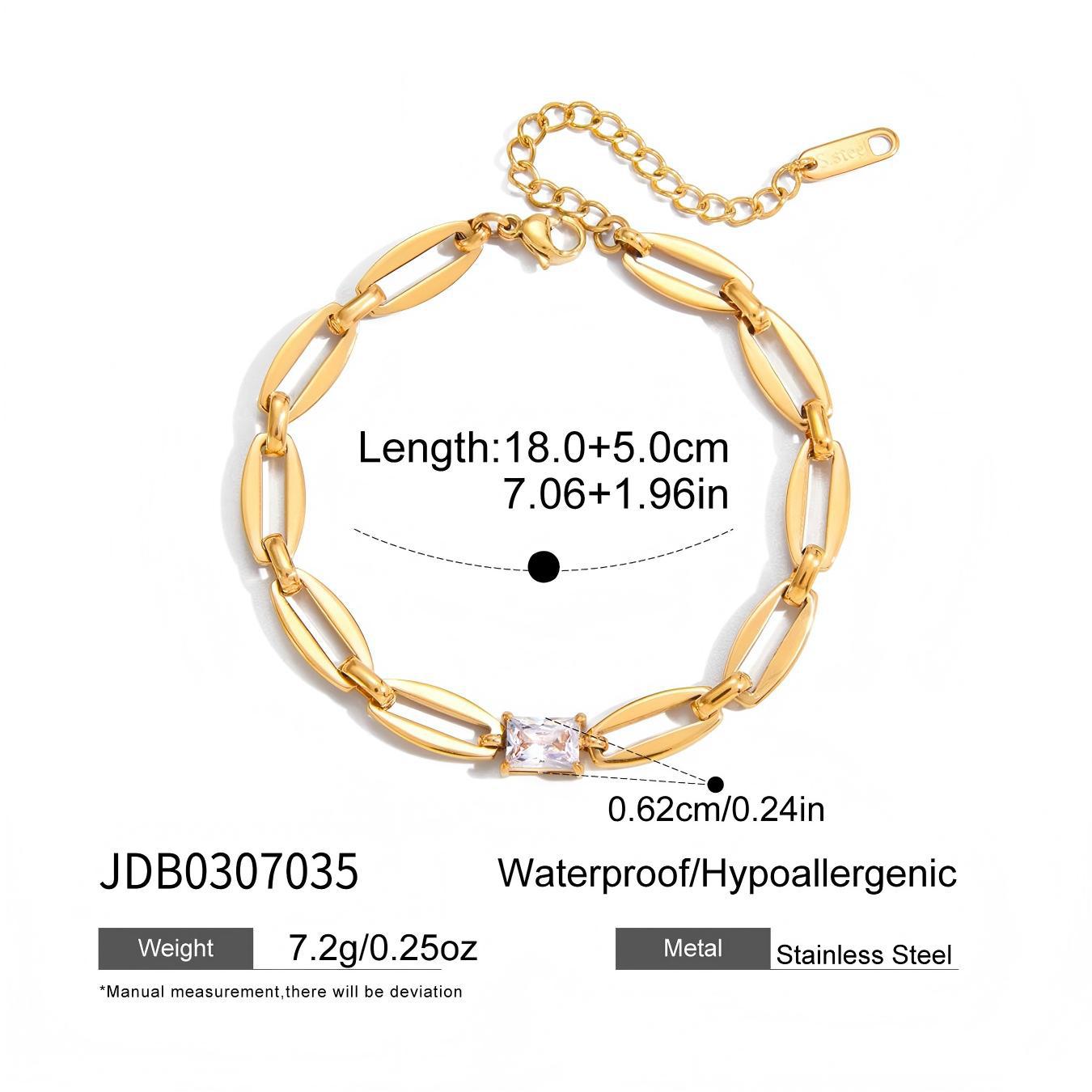 Elegant Minimalist Geometric Round Stainless Steel Plated Cubic Zirconia Bracelet for Women