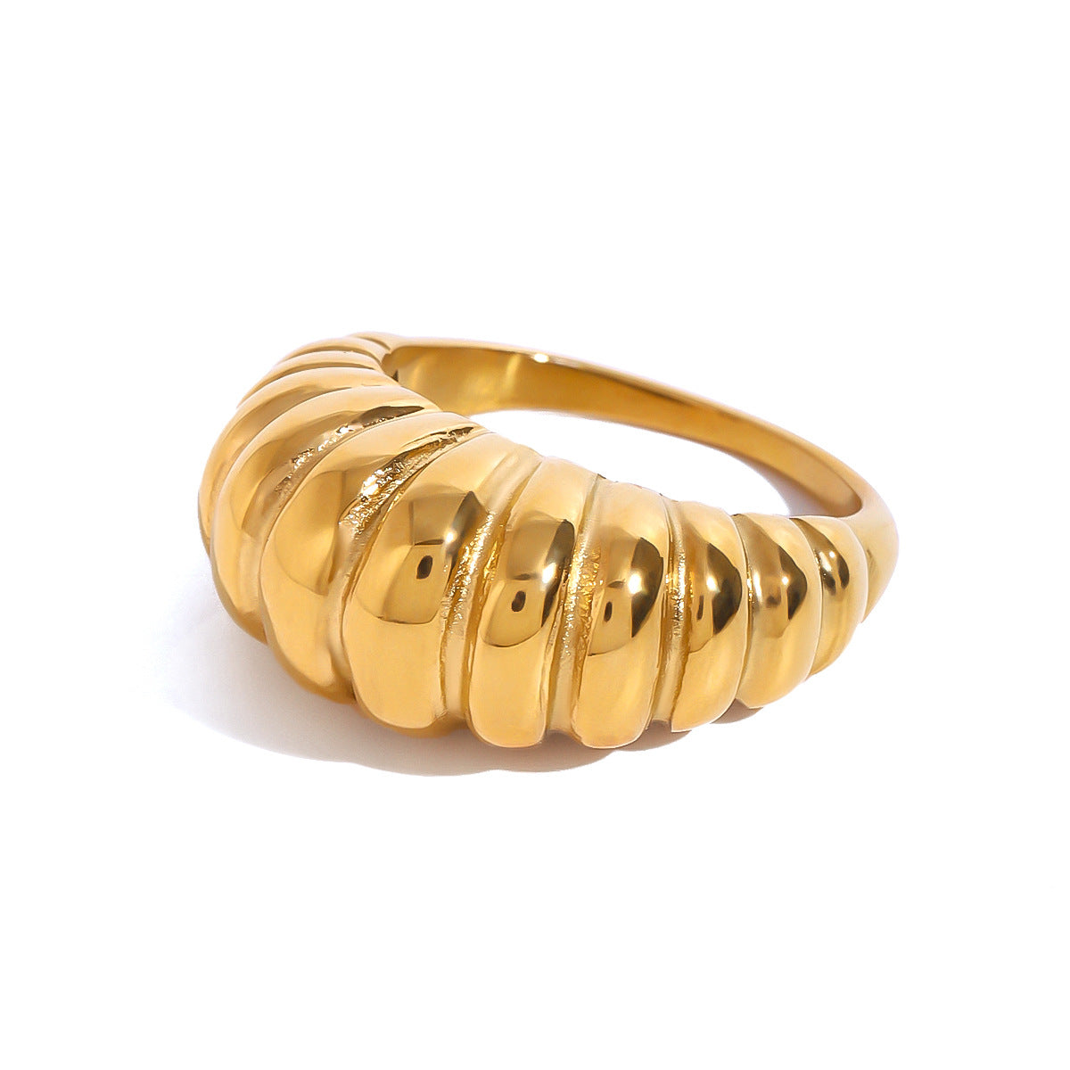 Anello Corno di Toro Minimalista da Donna in Acciaio Inossidabile con Placcatura in Oro 18K