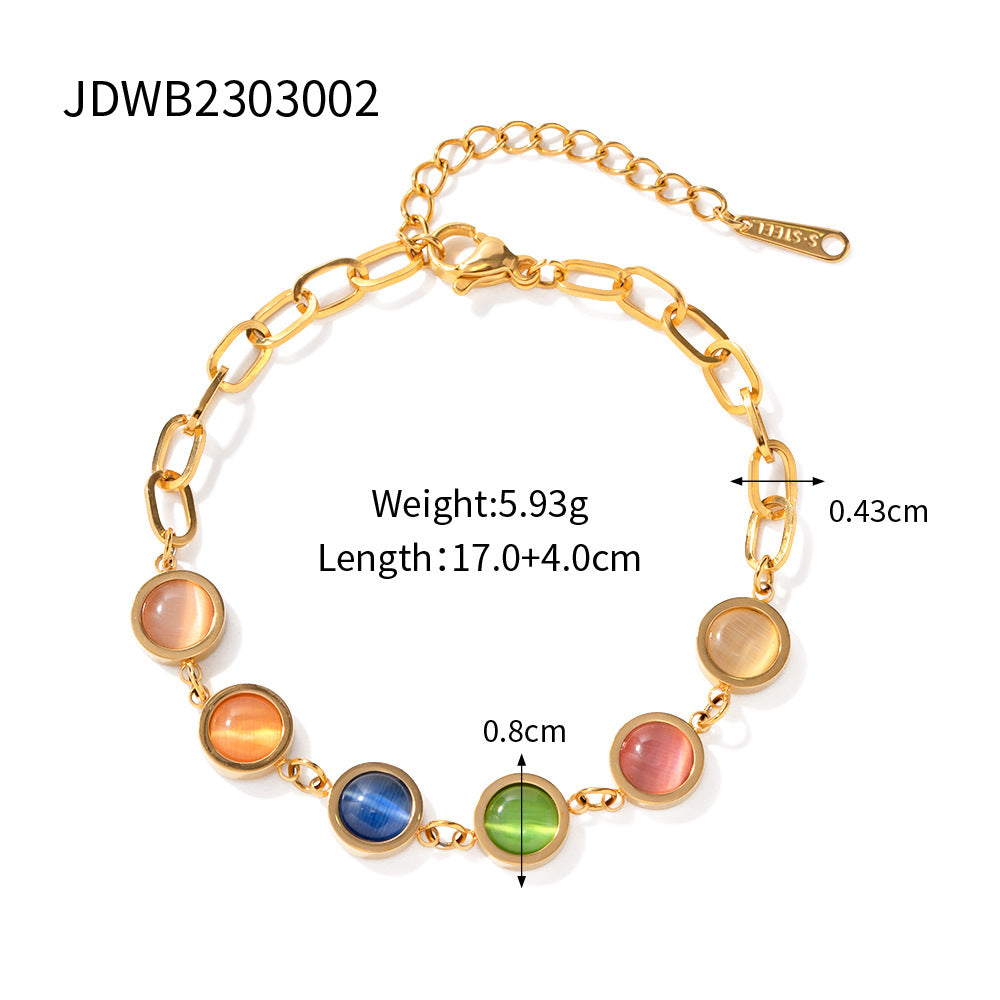 Geometric Cuban Link Bracelet for Women and Men Stainless Steel Gold Plated Hip Hop Style Fashion Jewelry