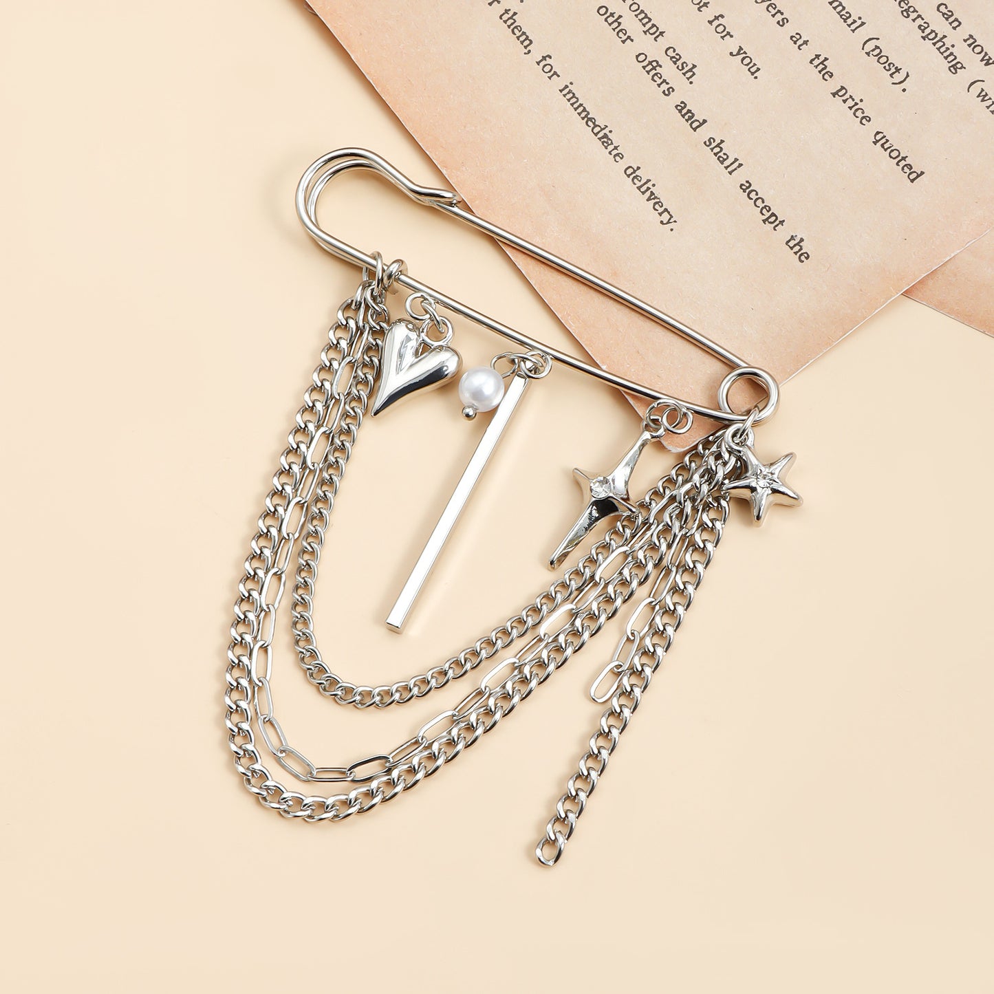 Fashionable OL Style Geometric Alloy Brooch with Cross and Heart Motifs for Women
