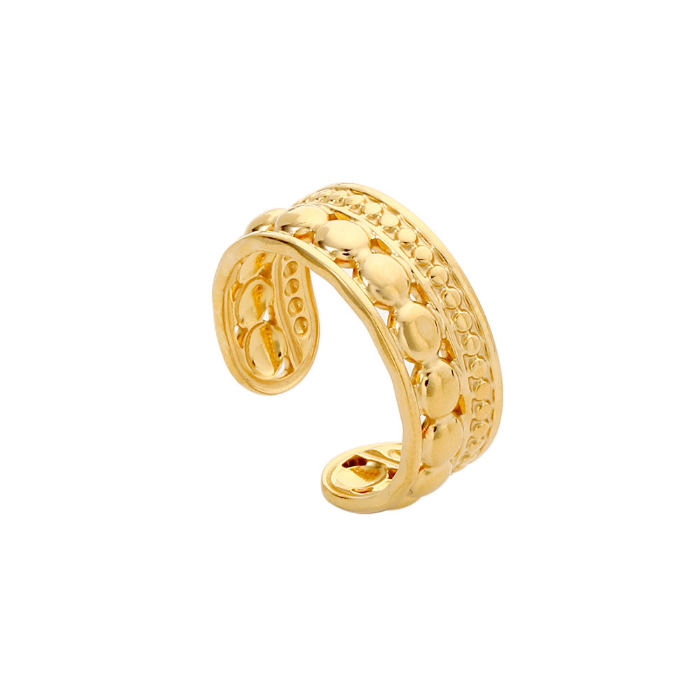Minimalist Geometric Round Hollow Plated Titanium Steel Open Ring for Unisex