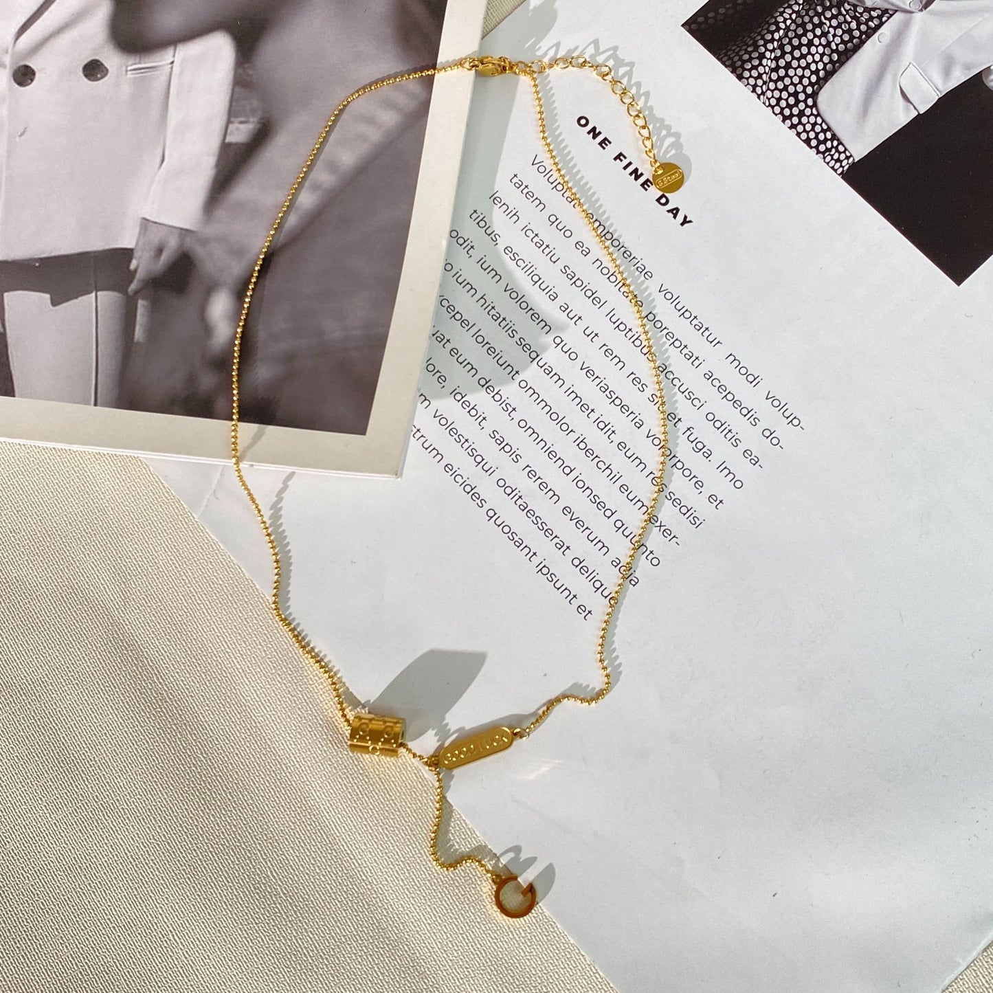 Fashion Geometric Letter G Gold Plated Titanium Steel Tassel Necklace Unisex