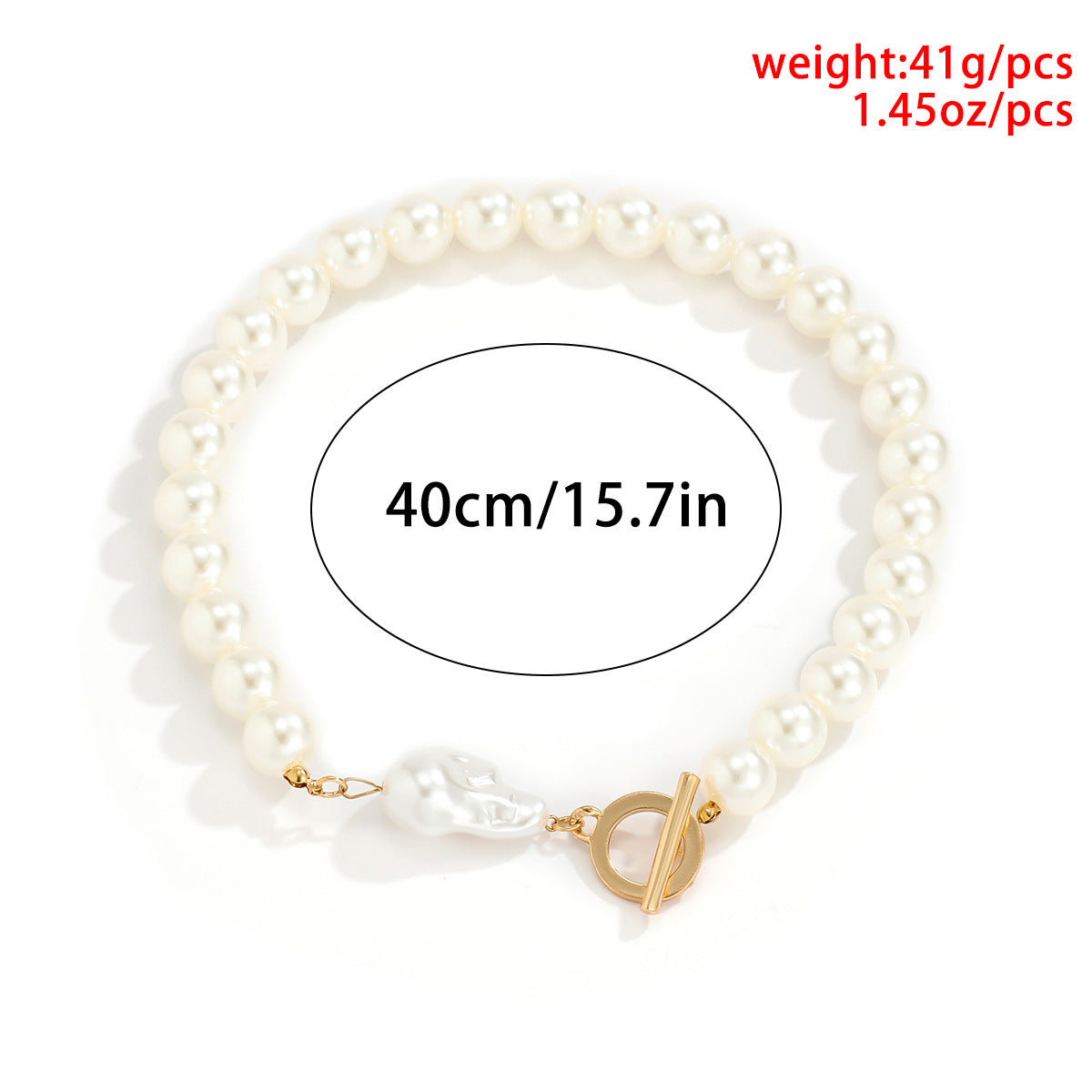 Vintage Elegant Geometric Round Faux Pearl Beaded Ball Chain Necklace for Women