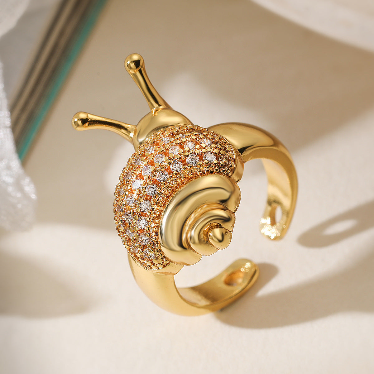Minimalist Geometric Plated Brass Snail Shell Open Ring for Women