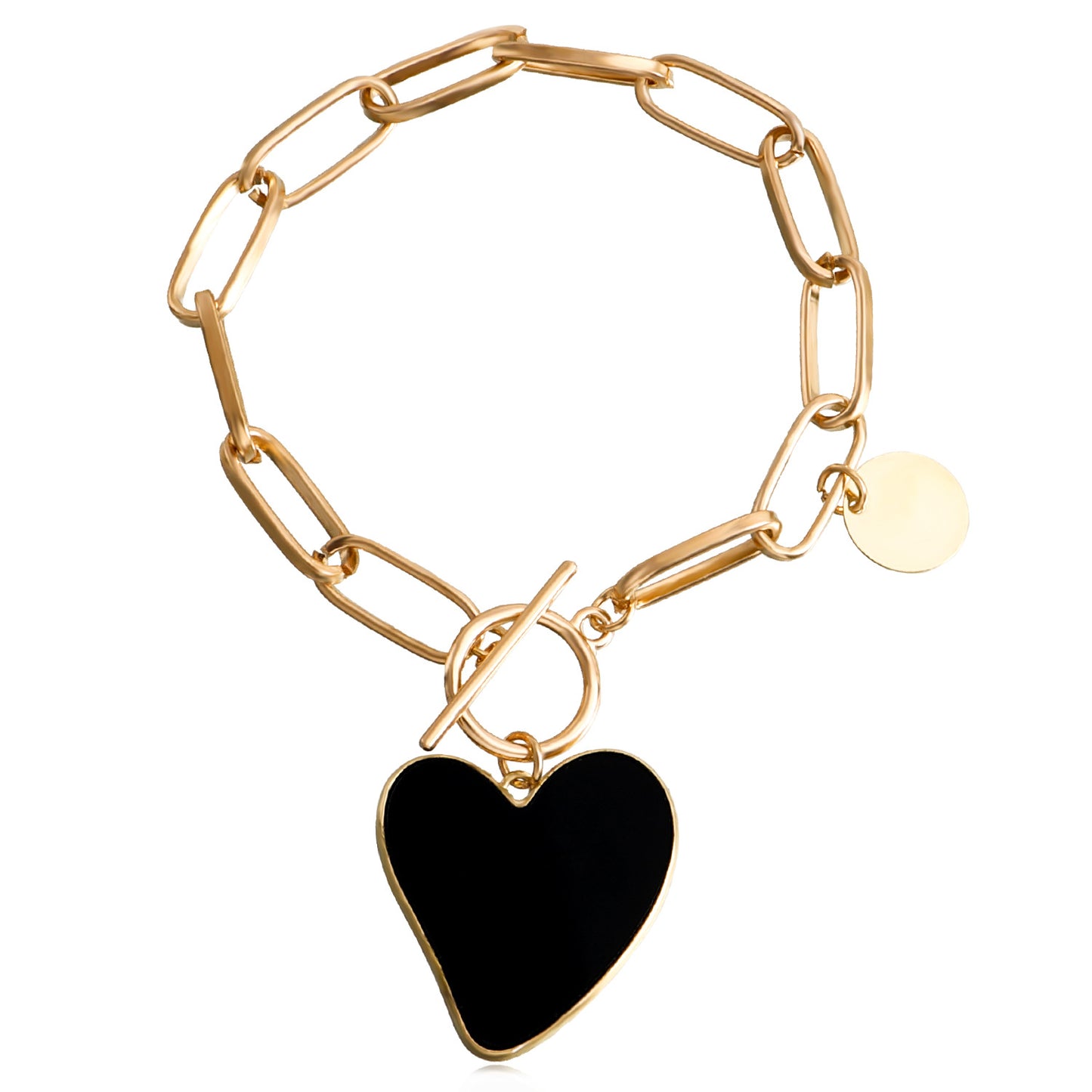 Minimalist Geometric Black and White Mother-of-Pearl Bracelet for Women with Alloy Chain and Plated Finish
