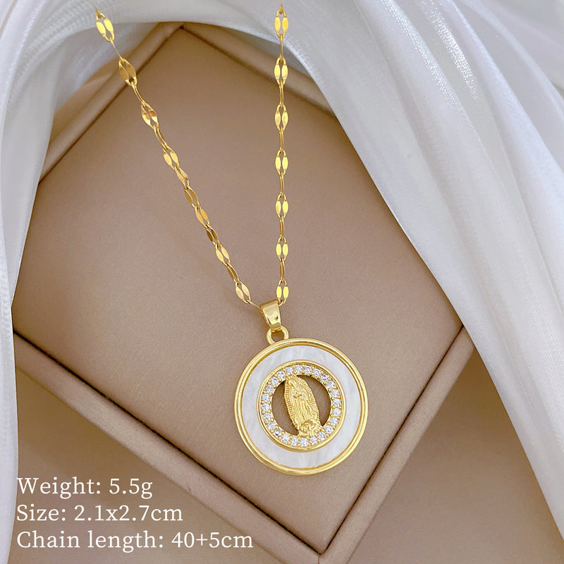 Collana Geometrica con Cielo Stellato da Donna con Strass Micro-Incastonati in Acciaio al Titanio, Stile Dolce, Fresco e Minimalista