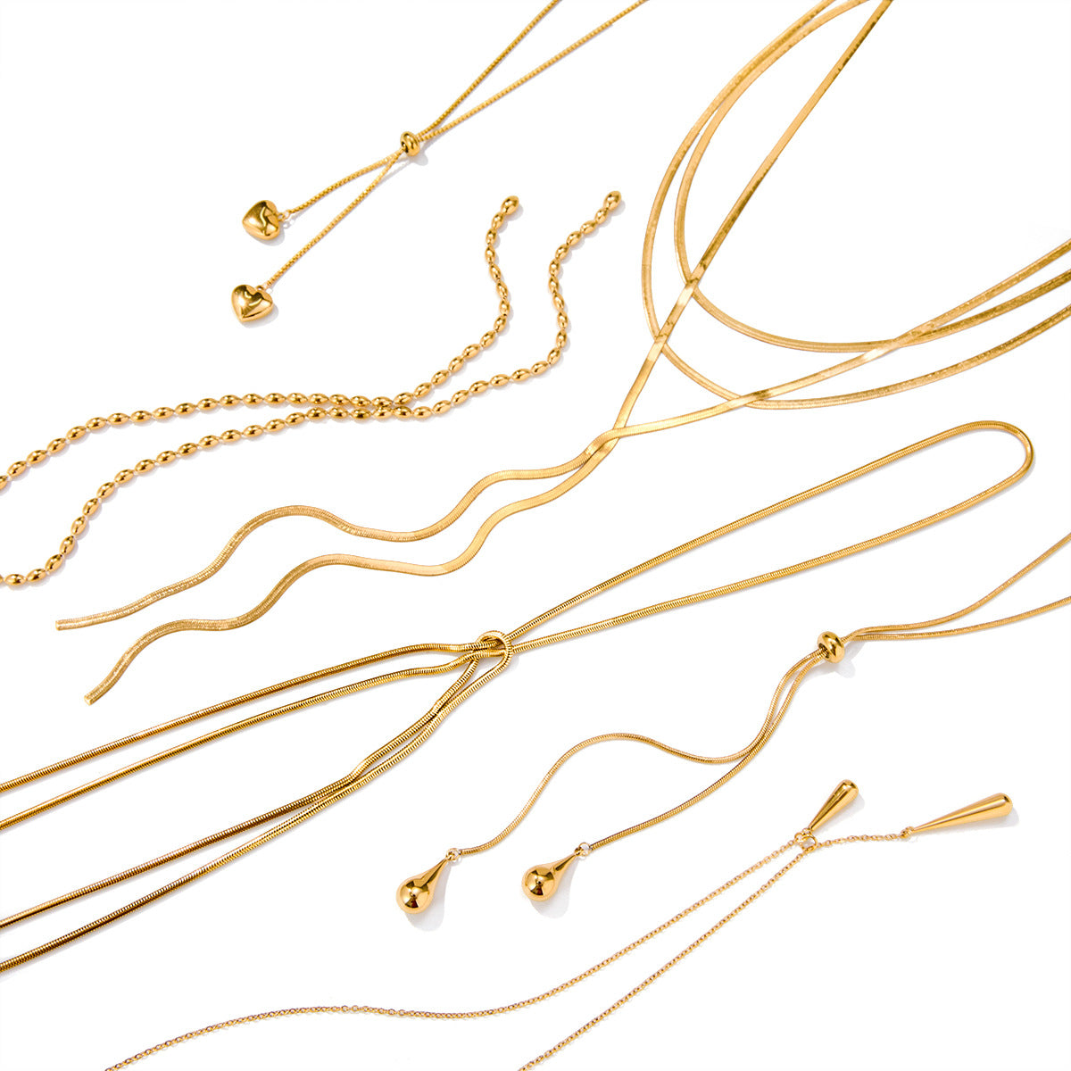 Collana da donna a Y geometrica in acciaio inossidabile placcato in titanio, stile lusso minimalista alla moda