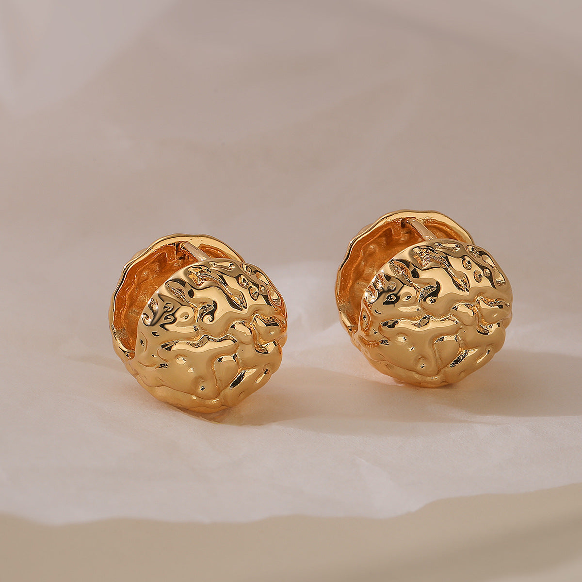 Minimalist Geometric Folded Heart Earrings for Women in Brass with Real Gold Plating