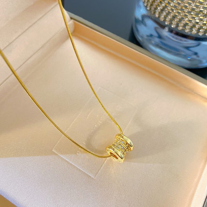 Vintage Geometric Titanium Steel Plated Necklace with Cubic Zirconia for Unisex