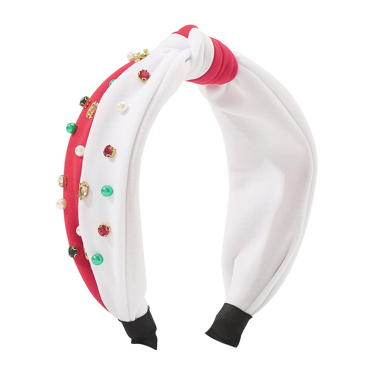 Fascia per Capelli Natalizia Dolce e Audace con Strass e Perle, Cerchietto Festivo a Fascia Larga da Donna