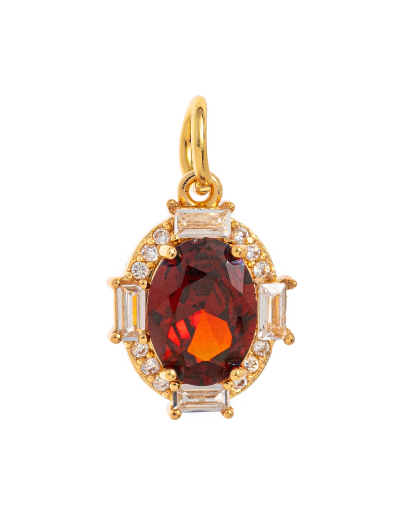 Minimalist Oval Geometric Brass Pendant with Cubic Zirconia December Birthstone for Women