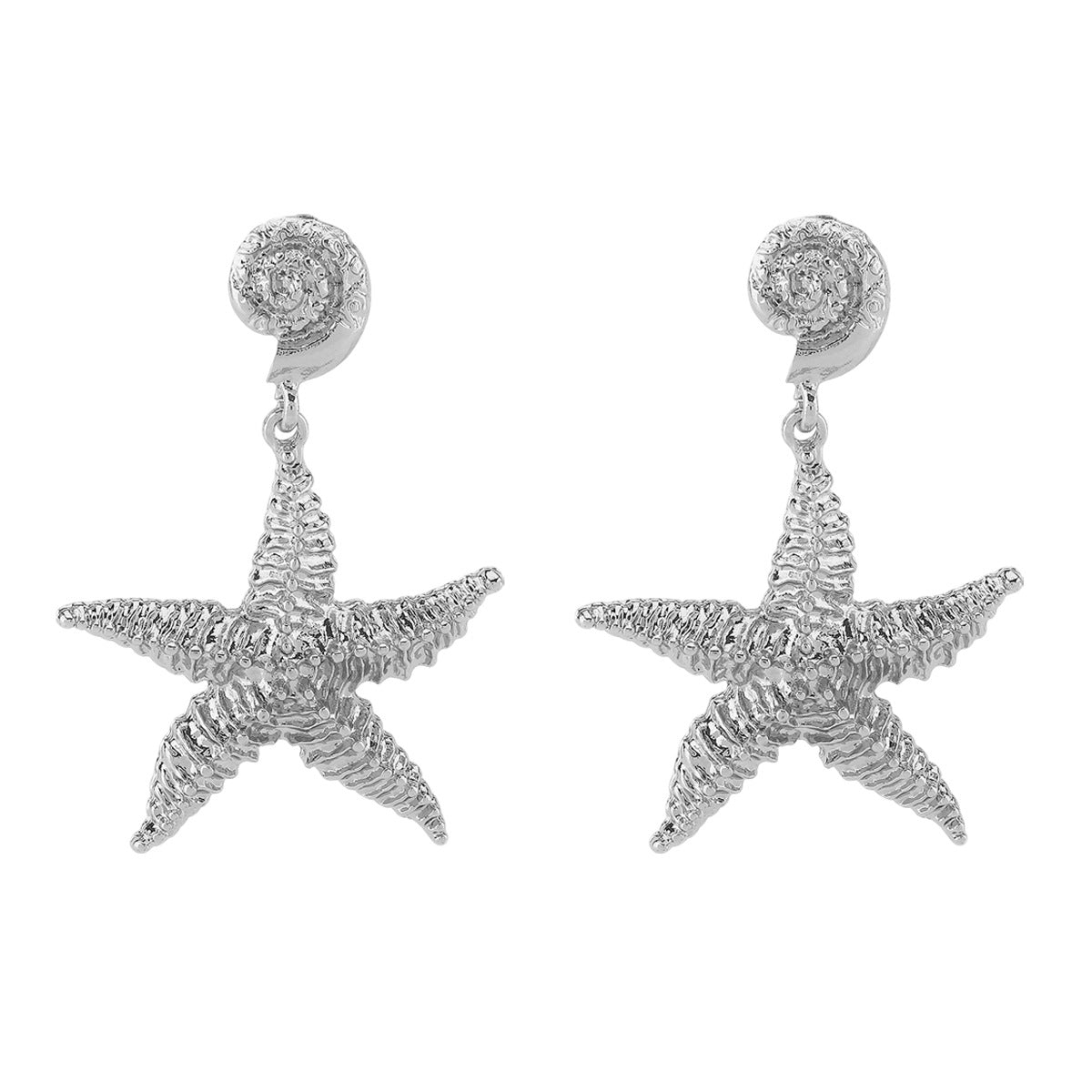 Orecchini alla moda in lega a forma di stella placcati per donna, design a stella marina ispirato all'oceano per vacanze estive e viaggi