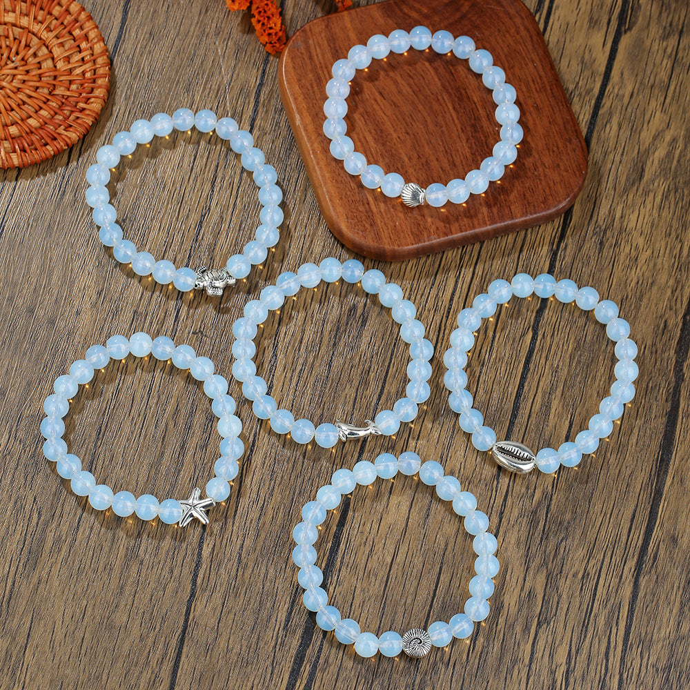 Bohemian Handmade Round Alloy Wood Shell Beaded Bracelet