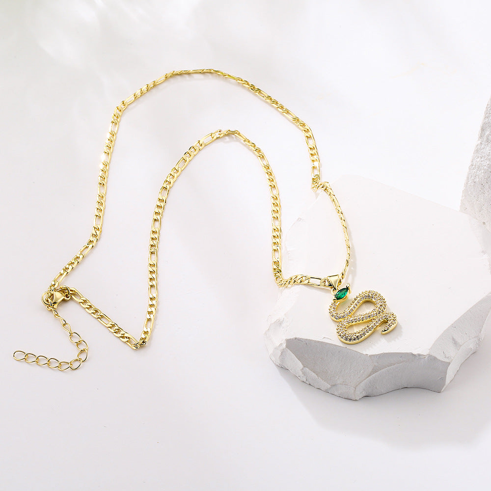 Collana a serpente geometrico in rame placcato oro 18K da donna, stile lusso minimalista