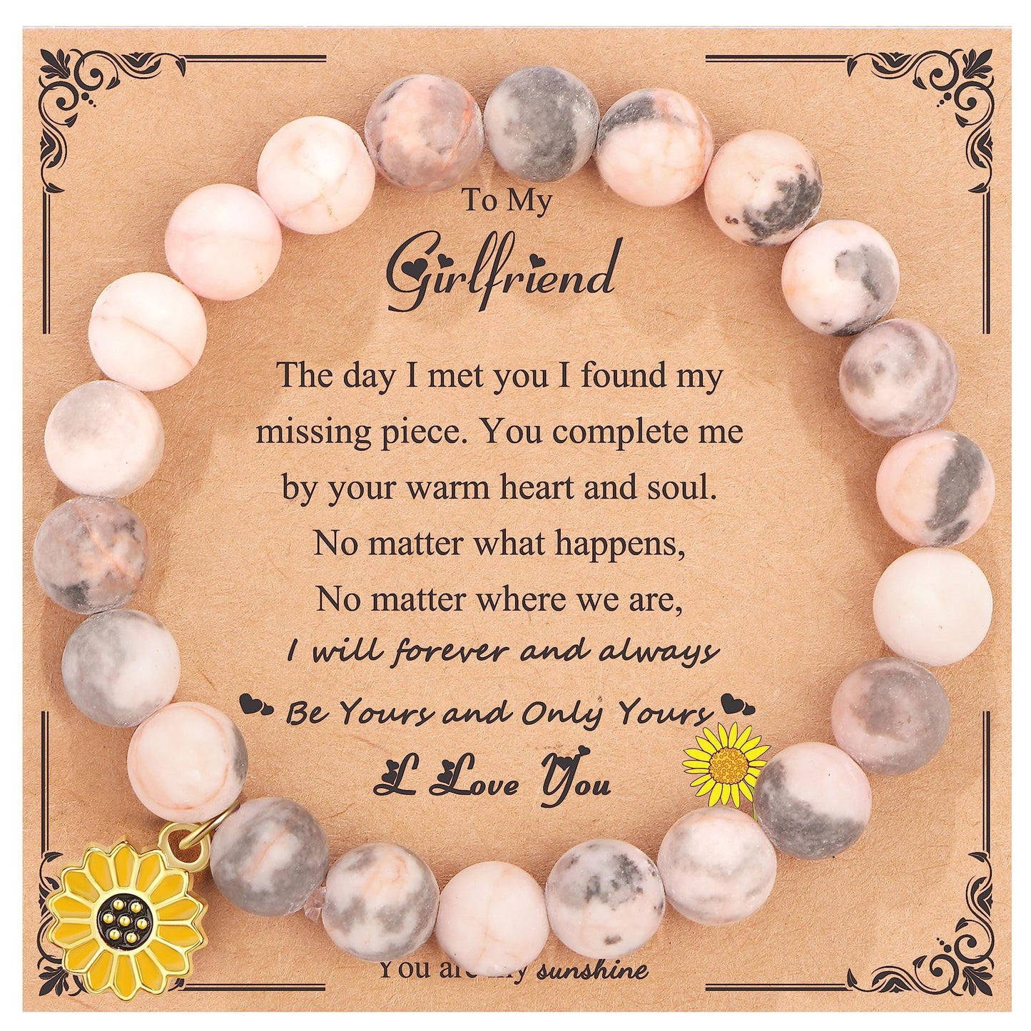 Sweet Floral Sunflower Gemstone Charm Bracelet for Women