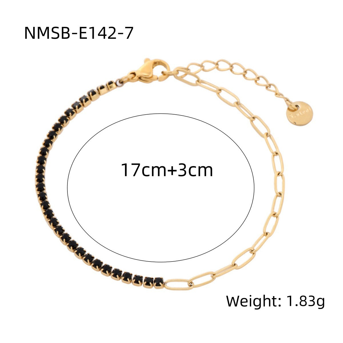 Pulsera geométrica de arcoíris de moda con diamantes de imitación para mujer, de acero de titanio con acabado chapado y delicado diseño de cristales de hilera completa