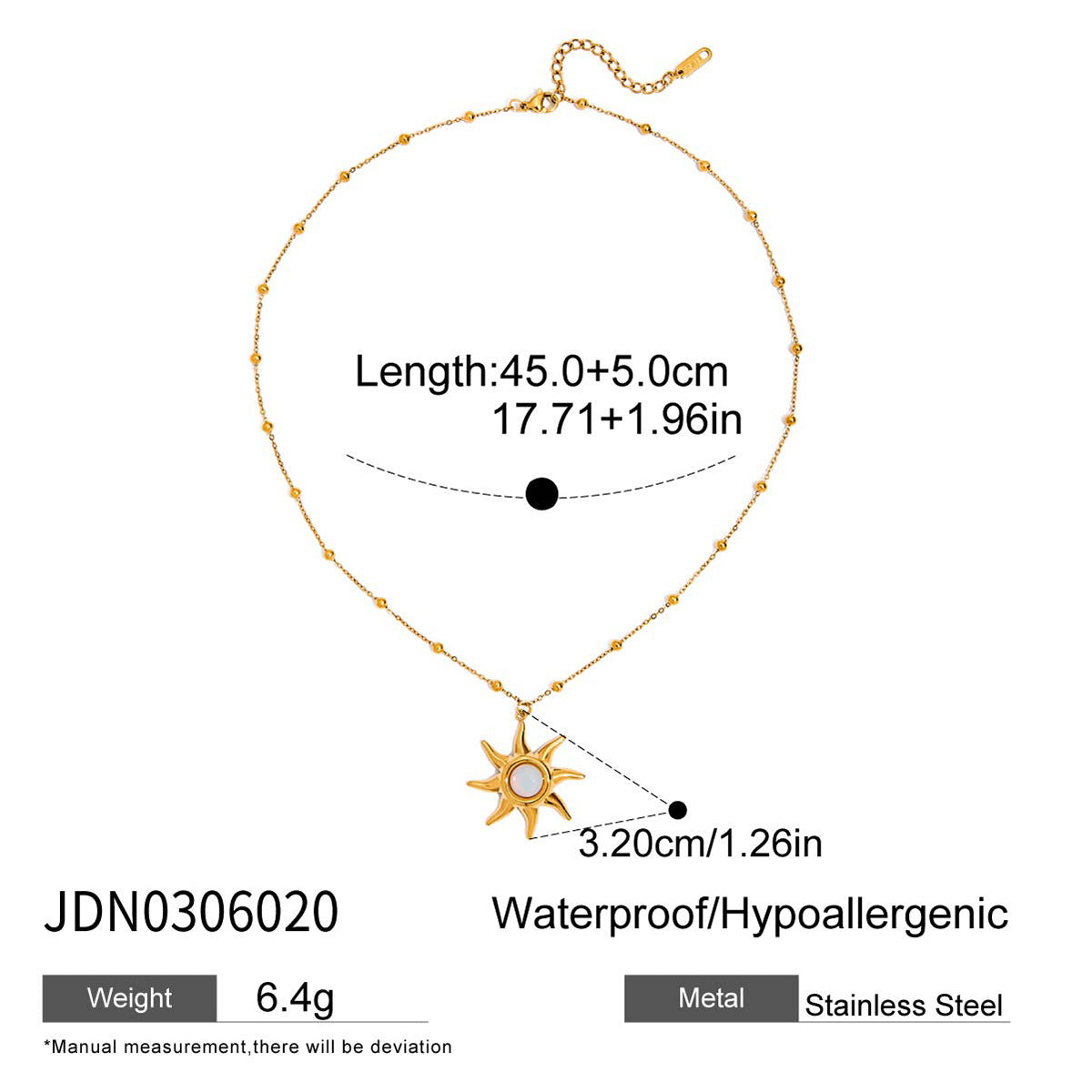 Minimalist Geometric Round Rhinestone Stainless Steel Ball Chain Necklace for Women