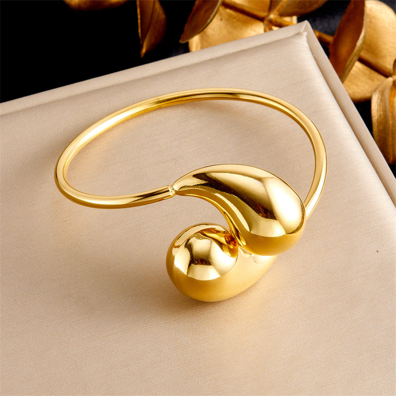 Luxury Fashion Plated Stainless Steel Droplet Heart Bell Pendant Necklace Earrings Bracelet Set for Women