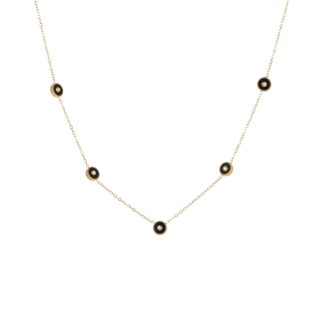 Elegante collar con colgante geométrico de acero inoxidable de oficina con incrustaciones de diamantes de imitación, cadena chapada en forma de Y, collar tipo locket con borla para mujer