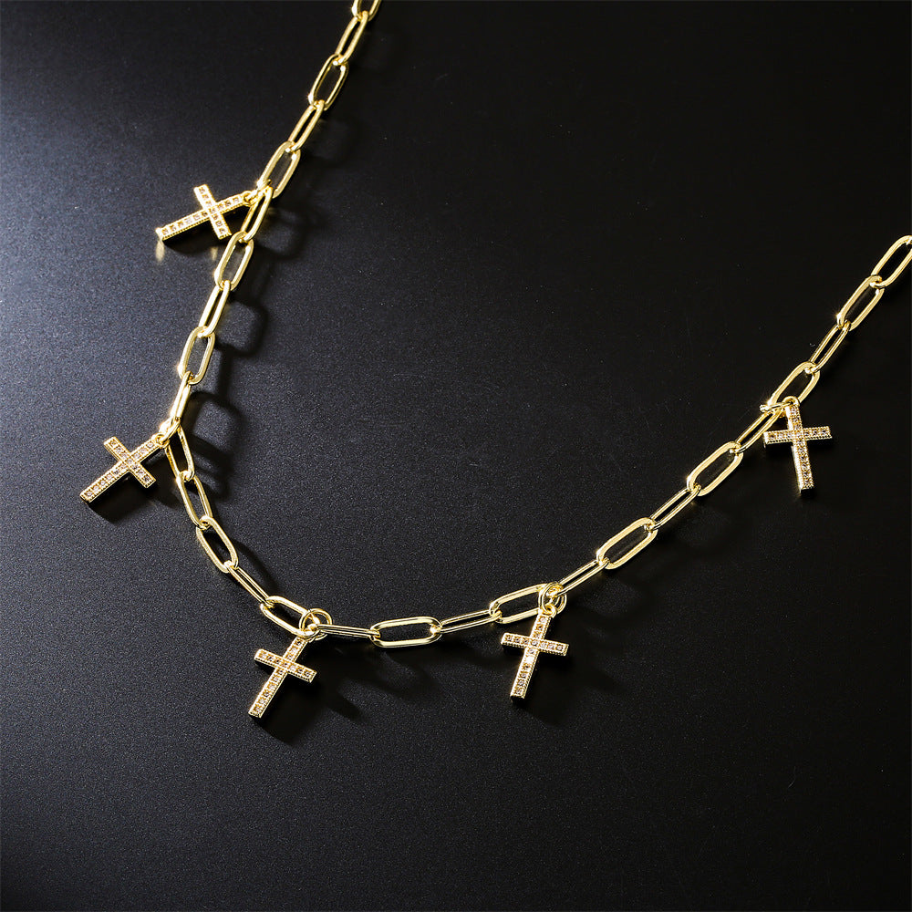 Geometric Gold Plated Brass Evil Eye Pendant Necklace for Women
