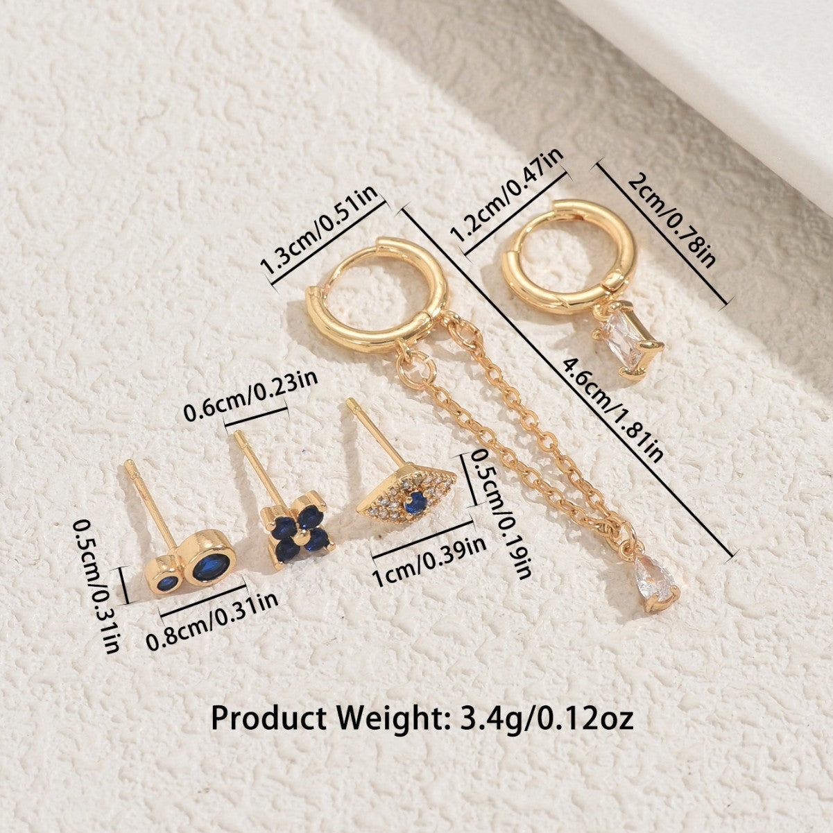 Pendientes de Tachuela Geométricos Minimalistas de Cobre con Incrustaciones de Circonita para Mujer, Conjunto de Pendientes de Moda listos para la Oficina
