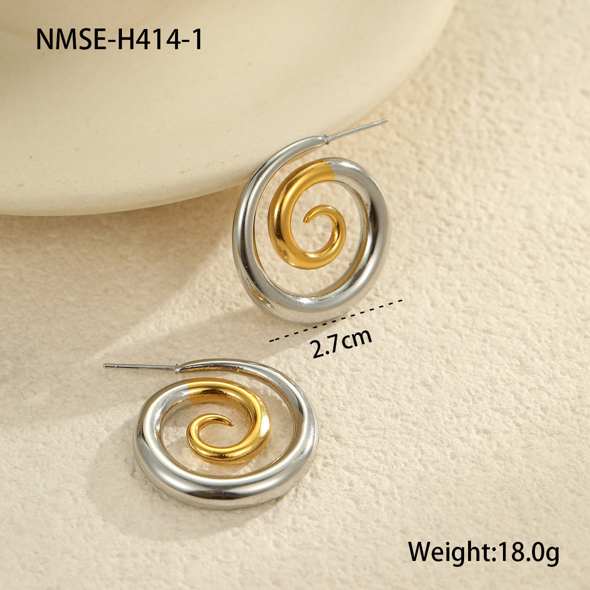 Orecchini a perno a spirale cavi geometrici in acciaio inossidabile stile vintage da donna con placcatura in oro 18 carati
