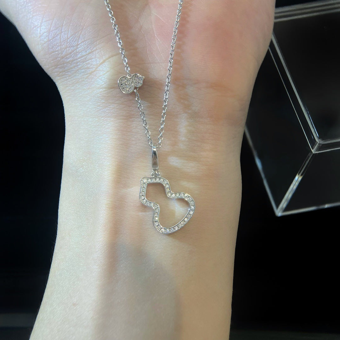Collana con ciondolo a zucca stile cinese vintage con intarsi in cristallo e agata rossa, placcata in oro 18K su rame