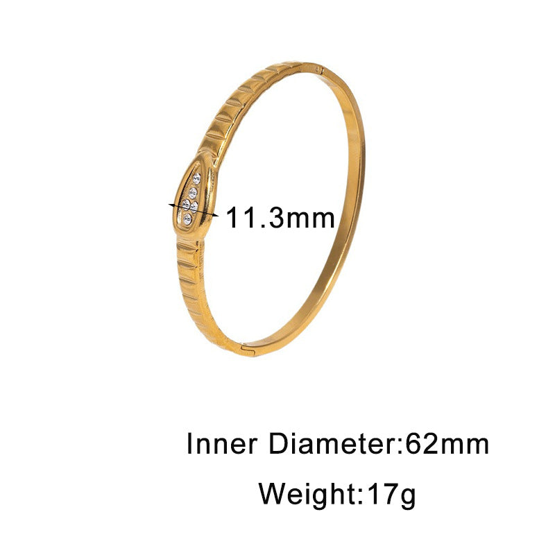 Minimalist Gold Plated Oval Geometric Titanium Steel Bracelet for Women
