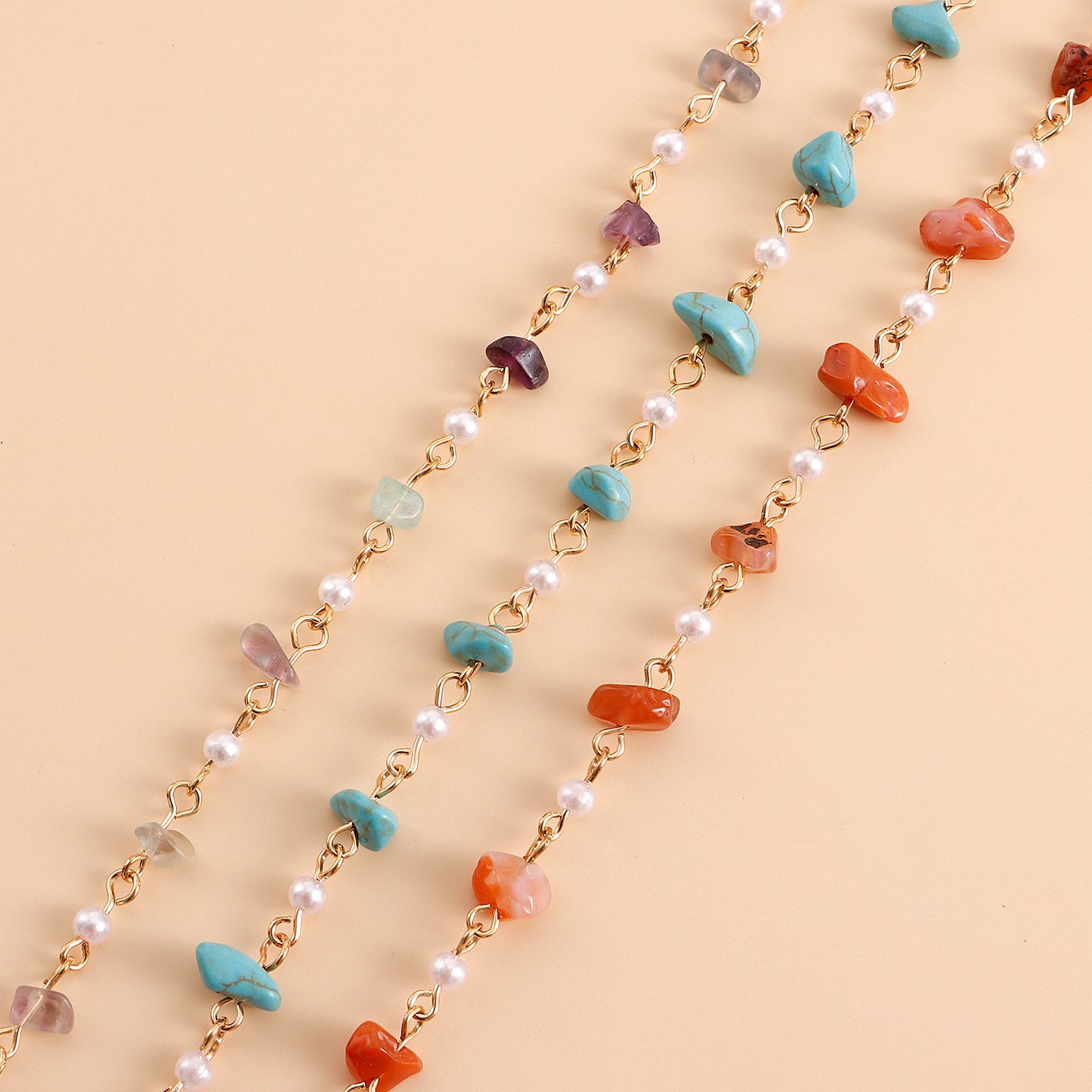 Minimalist Geometric Turquoise Pendant Necklace for Women Alloy Plated Clavicle Chain