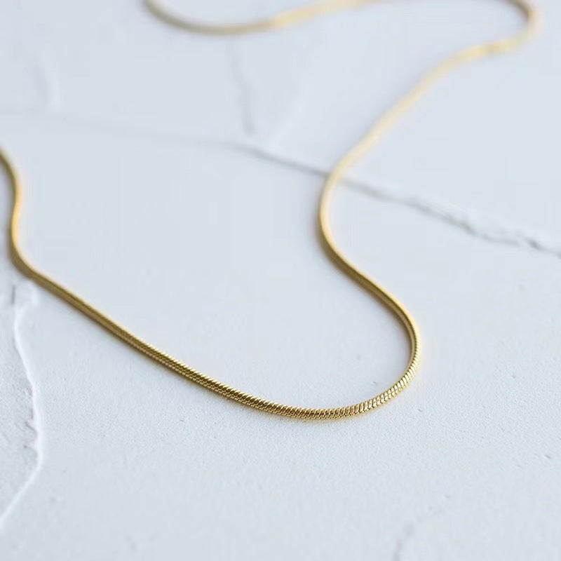 Minimalist Geometric Snake Bone Necklace for Women in Titanium Steel with Plated Finish